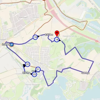 Kaart met knooppunten van de Ruiterroute Thorn